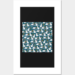 Romantic cat pattern Posters and Art